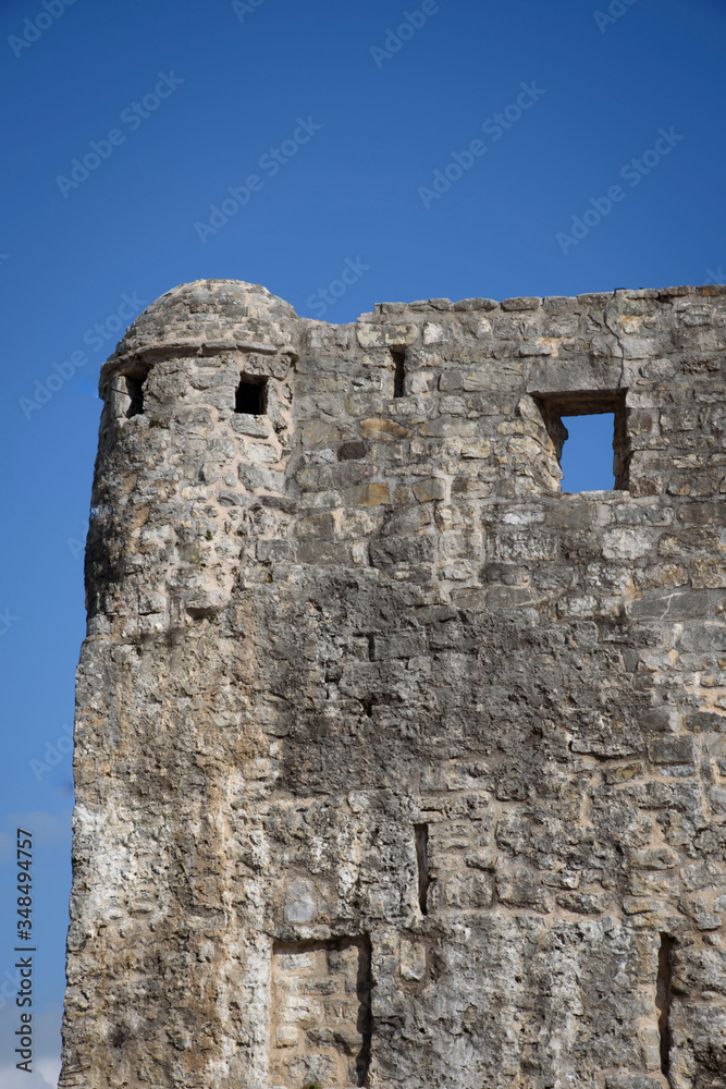 Detail of the wall of Budva, a city located on the Adriatic Sea coast in Montenegro, Europe.