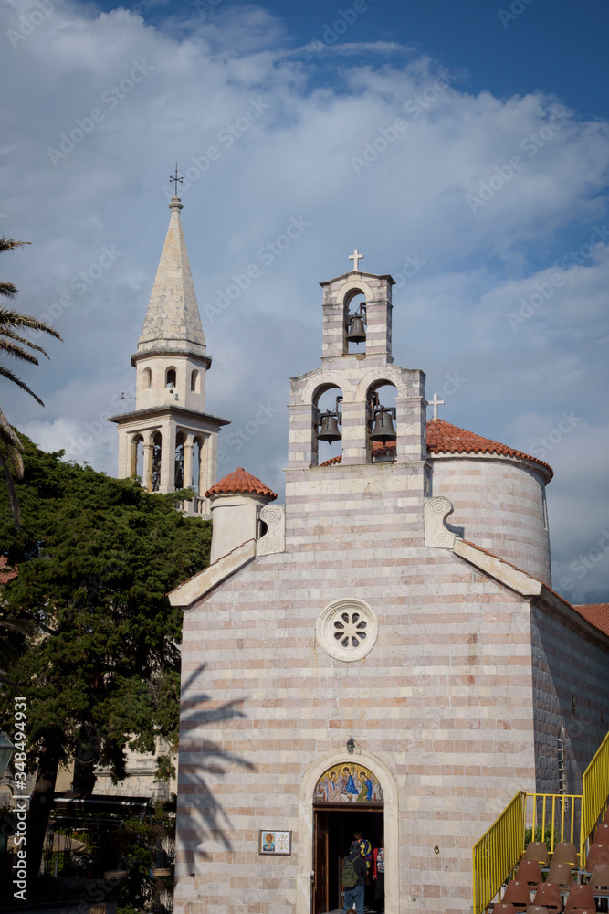 Obraz premium Church in Budva, city located on the coast of the Adriatic Sea in Montenegro, Europe.