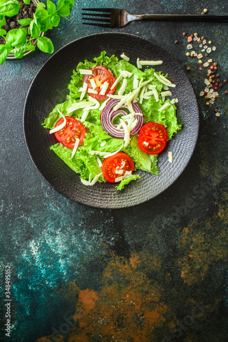 salad vegetables Menu concept healthy eating. food background top view copy space for text healthy eating table setting keto or paleo organic product diet