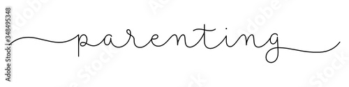 PARENTING black vector monoline calligraphy banner with swashes