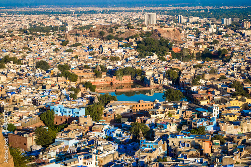 Jodhpur city aerial view from top of Mehrangarh or Mehran Fort 