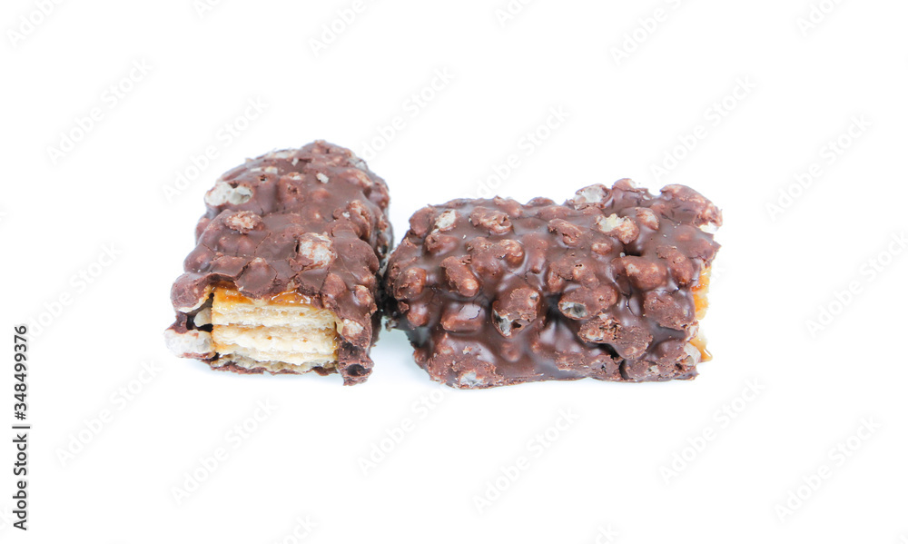 Closeup of chocolate bar isolated on white Closeup of chocolate bar isolated on white