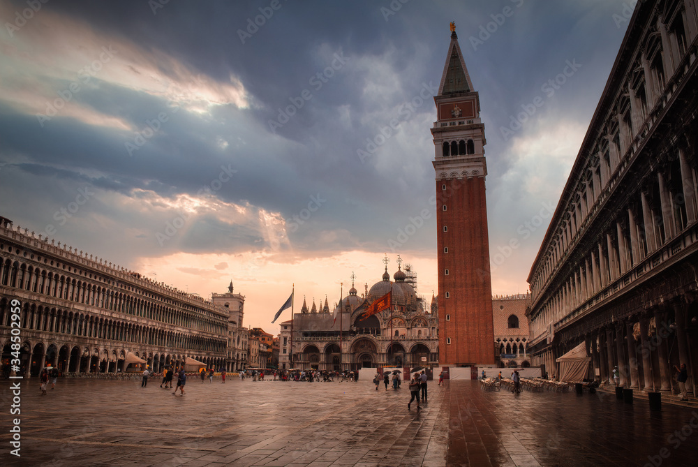 San Marco square in Venice after the rain
