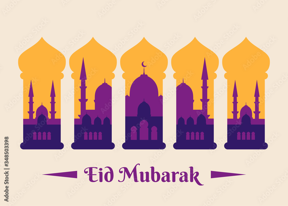 Eid Mubarak or Eid Al Fitr. Eid Al Fitr.  Eid-Al-Fitr mubarak. Eid adha mubarak arabic greeting card. Muslim Community Festival. Eid Mubarak vector greeting. Eid Mubarak Islamic background vector