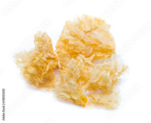 White jelly fungus, snow fungus, traditional chinese herbal medicine isolated on white background