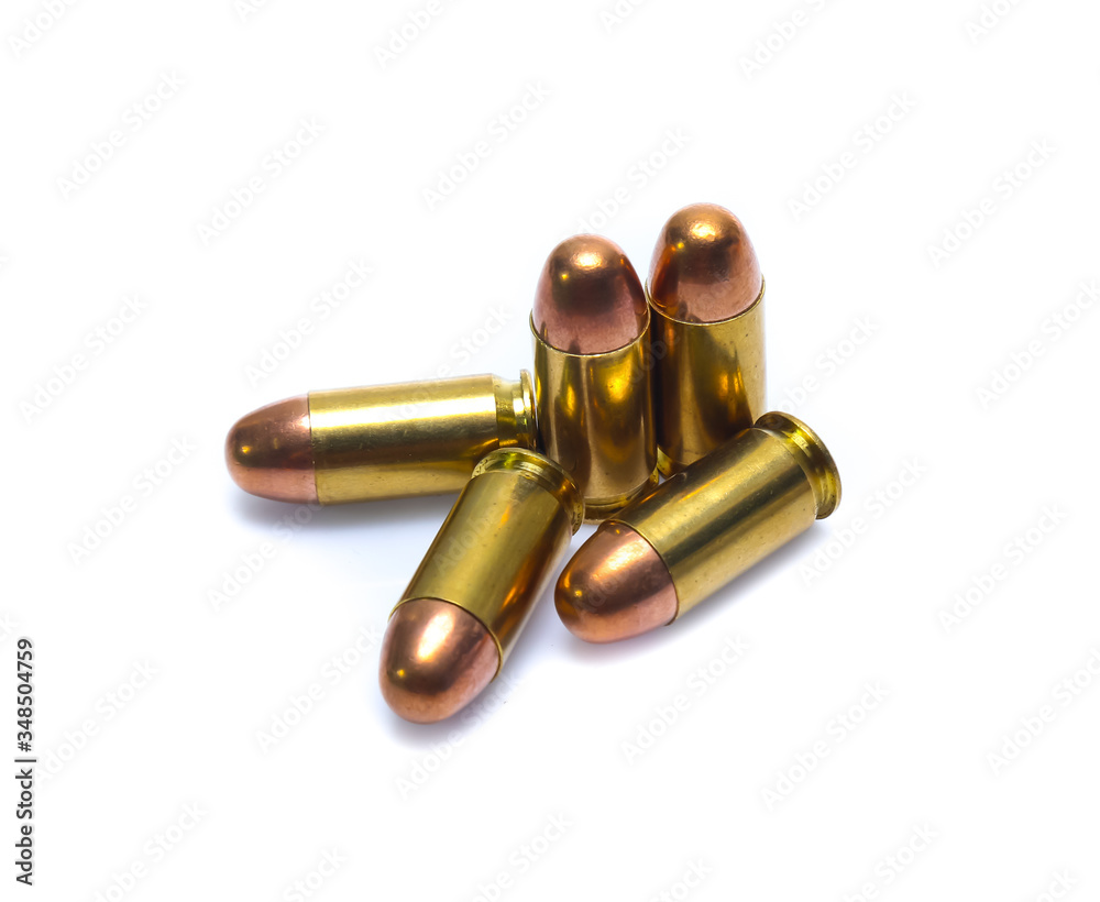 cartridges of .45 ACP pistols ammo isolated cartridges of .45 ACP pistols ammo isolated