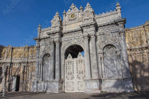 View of the beautiful gate of Dolmabahçe Palace in Istanbul. Turkey