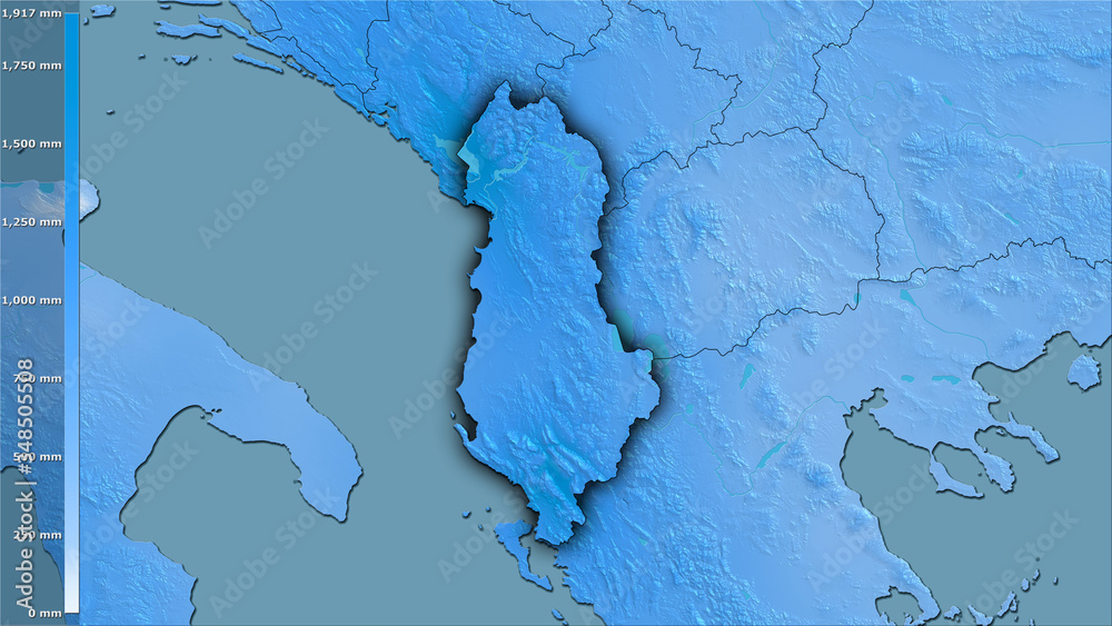 Albania, annual precipitation - dark glow Albania, annual precipitation - dark glow