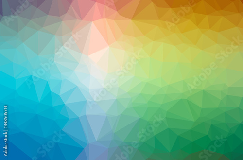 Illustration of abstract Blue, Yellow And Green horizontal low poly background. Beautiful polygon design pattern.