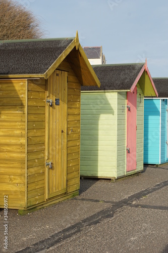Colourful beach huts, South Beach in Lowesoft, Norfolk, UK
