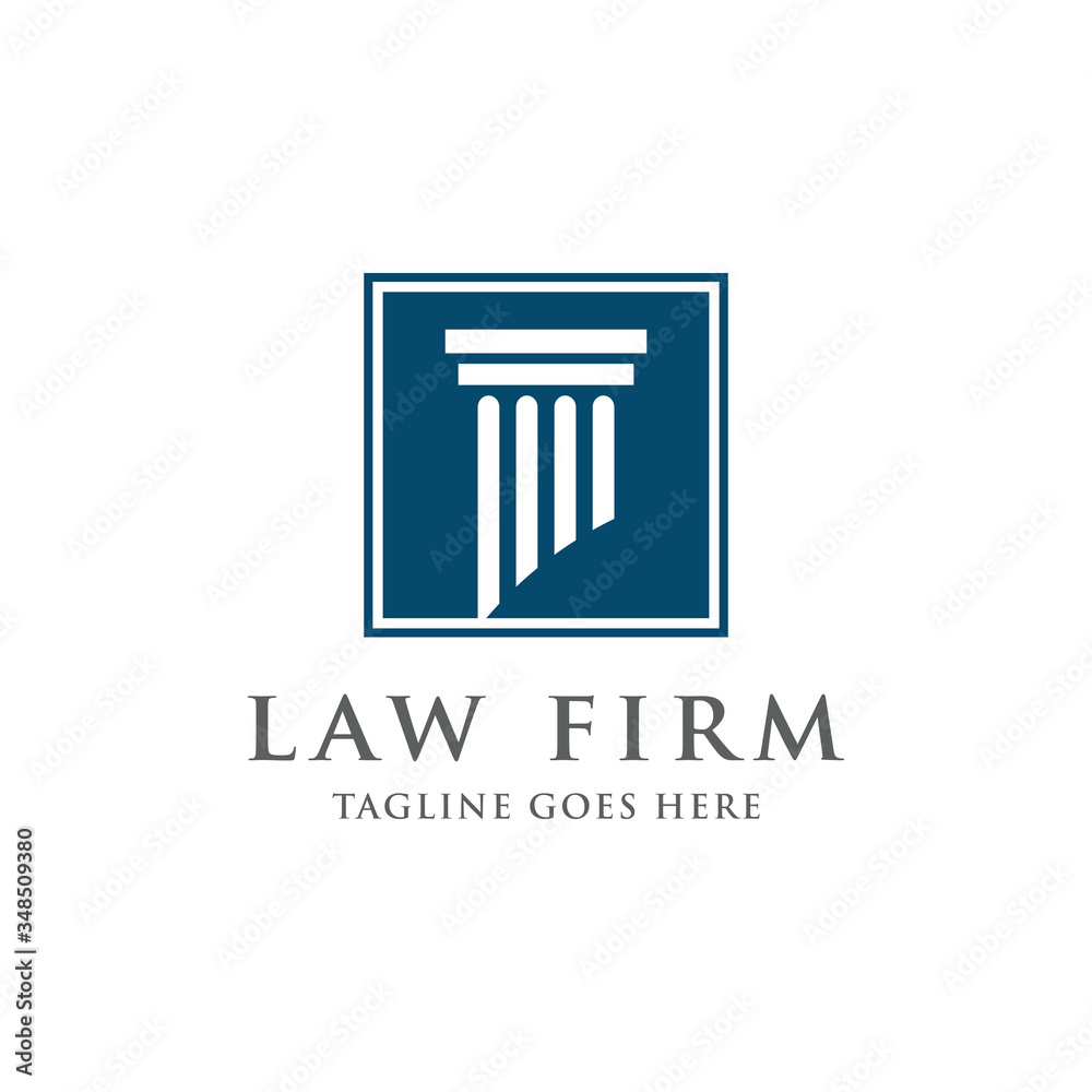 Law And Attorney Logo Design Template. Pillar Object.