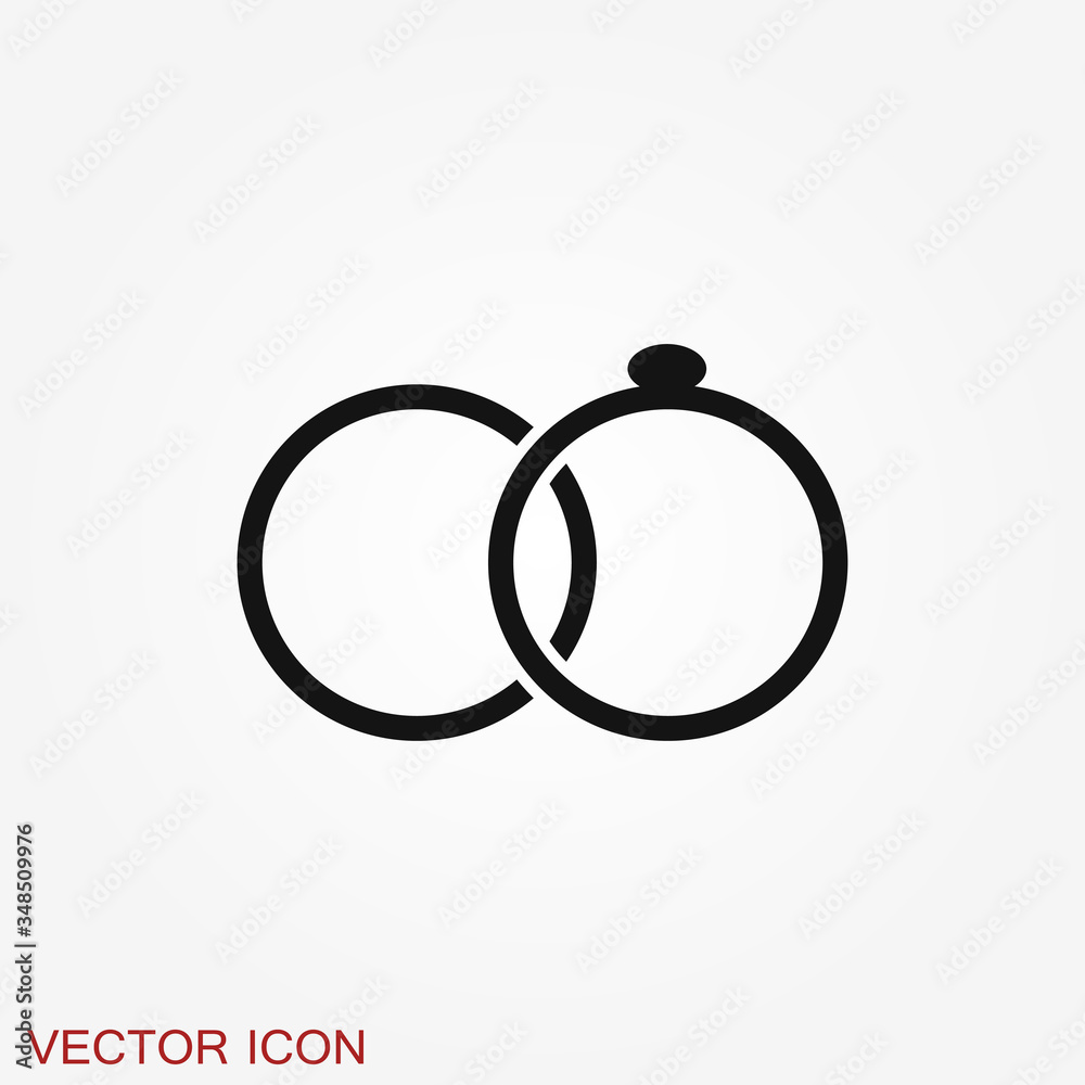 Ring icon, engagement and wedding ring. Vector illustration