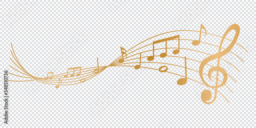 music notes on transparent background