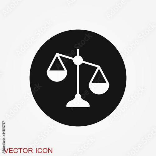 Scales icon. Scales of justice vector icon. Court of law symbol.