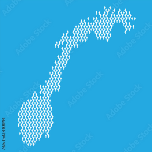 Norway population. Statistic map made from stick figure people