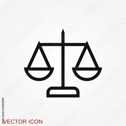 Scales icon. Scales of justice vector icon. Court of law symbol.