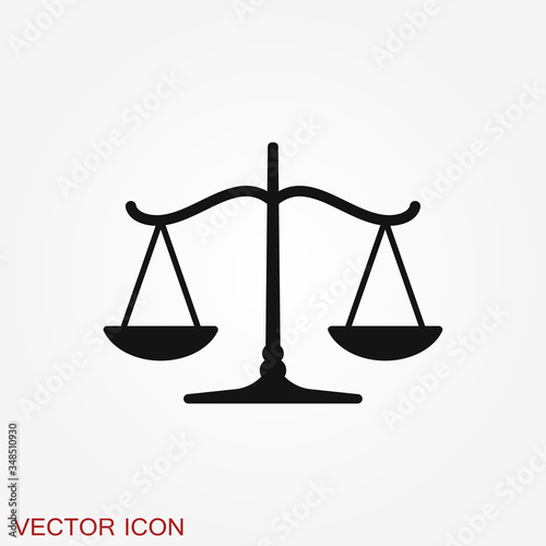 Scales icon. Scales of justice vector icon. Court of law symbol.