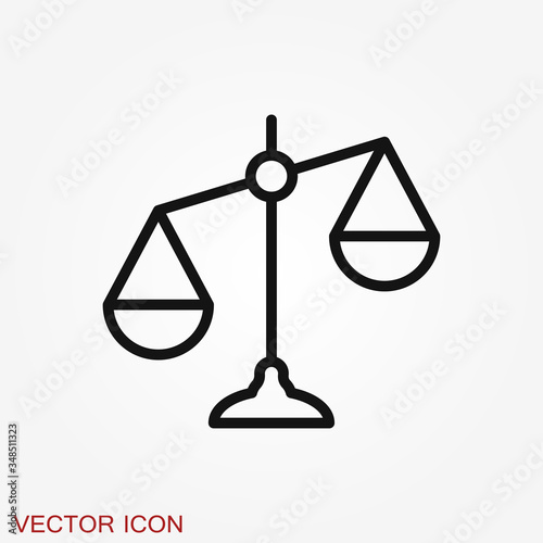 Scales icon. Scales of justice vector icon. Court of law symbol.