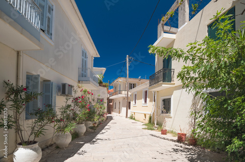 on the island of Lefkada, a white street of the city of Lefkada.