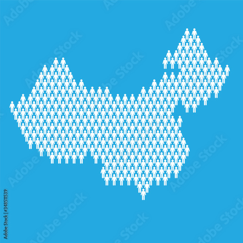 China population. Statistic map made from stick figure people