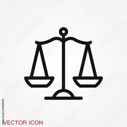 Scales icon. Scales of justice vector icon. Court of law symbol.