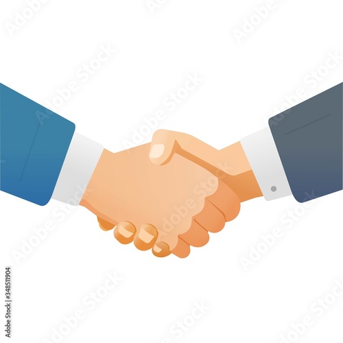 Hand shake handshake of business man or businessmen shaking hands as success partnership deal concept vector flat illustration isolated on white background clipart, agreement gesture idea