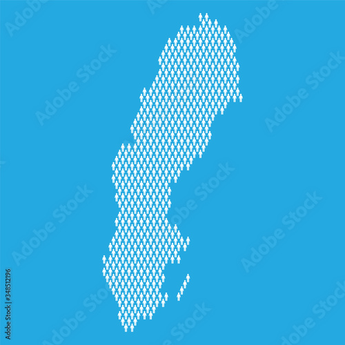 Sweden population. Statistic map made from stick figure people