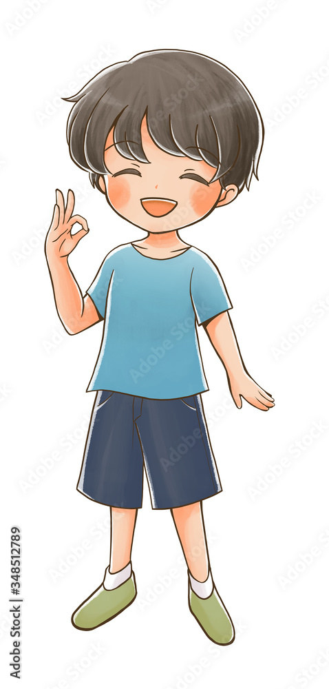 OKサインの小学校低学年の子(笑顔) OKサインの小学校低学年の子(笑顔)