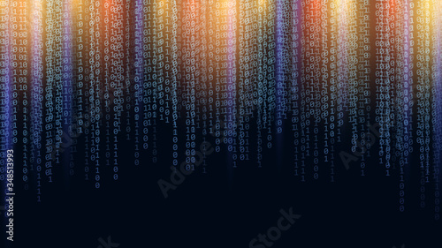 Digital binary data and binary code background . Vector illustration