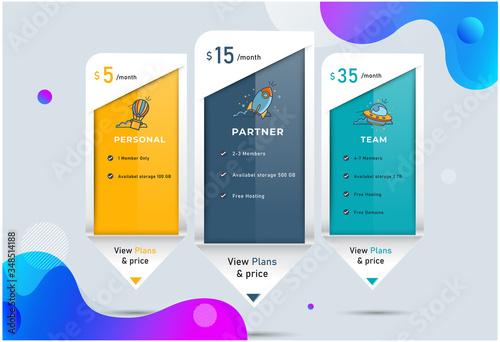 Host pricing for plan website banner. Customer buy package used.Vector illustration
