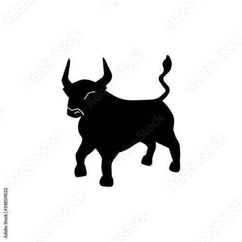Bull vector icon illustration isolated on white background. Ox hand drawn logo