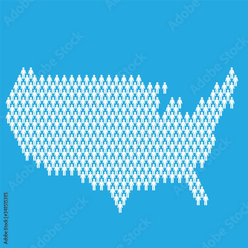 USA population. Statistic map made from stick figure people