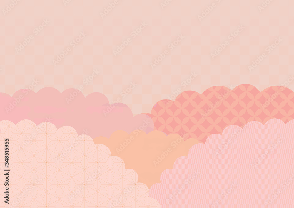 雲の背景 和柄 ピンク 雲の背景 和柄 ピンク