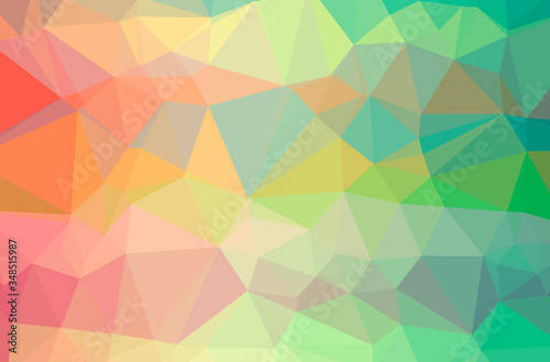 Illustration of abstract Green, Pink, Red, Yellow horizontal low poly background. Beautiful polygon design pattern.