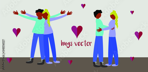 Illustration of woman and man hugging