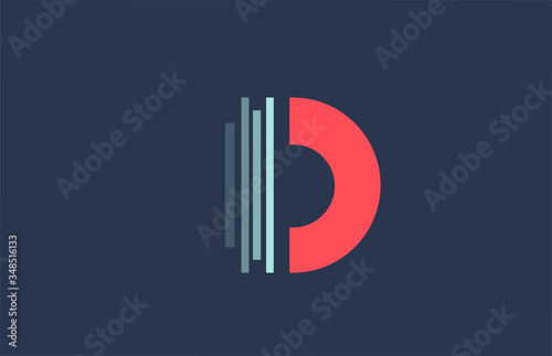 D red blue alphabet letter logo icon for company and business with line design