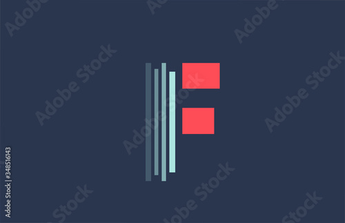 F red blue alphabet letter logo icon for company and business with line design