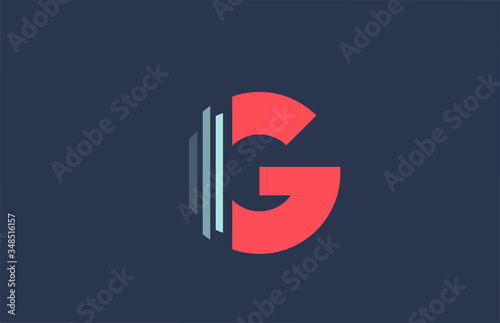 G red blue alphabet letter logo icon for company and business with line design photo