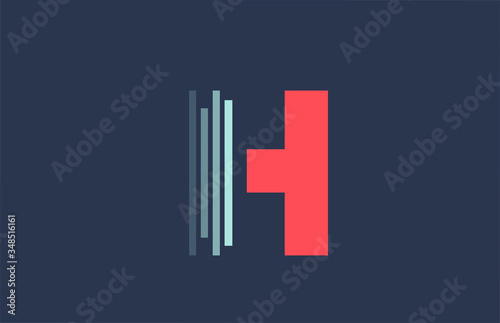 H red blue alphabet letter logo icon for company and business with line design