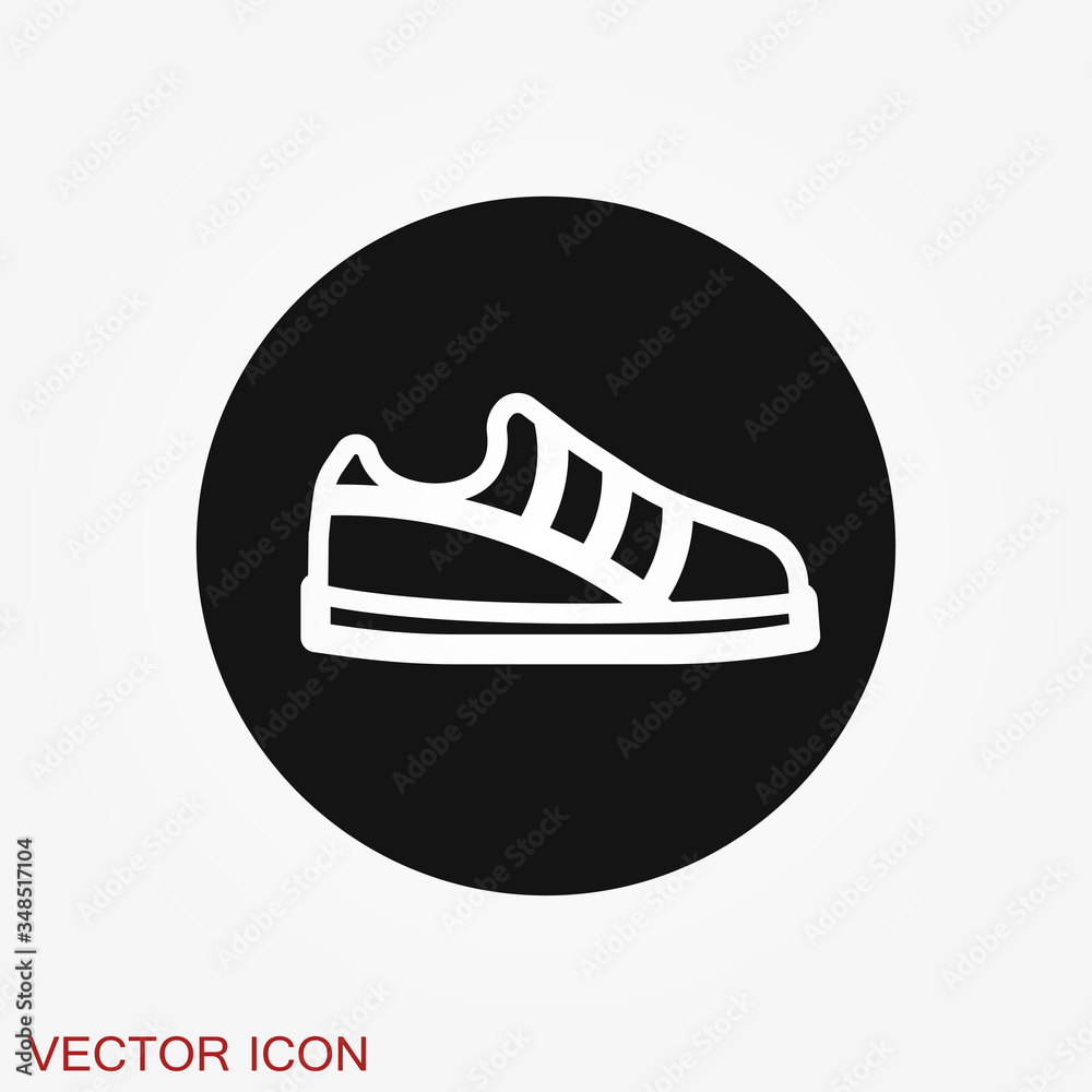 Sneakers vector icon, shoes symbol isolated on background. Sneakers vector icon, shoes symbol isolated on background.