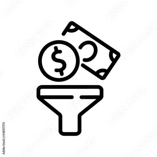 flushing down toilet banknotes icon vector. flushing down toilet banknotes sign. isolated contour symbol illustration