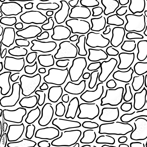 Seamless pattern with hand drawn textures. Doodle style. Vector objects. Stone wall. Textile print. Sketch background