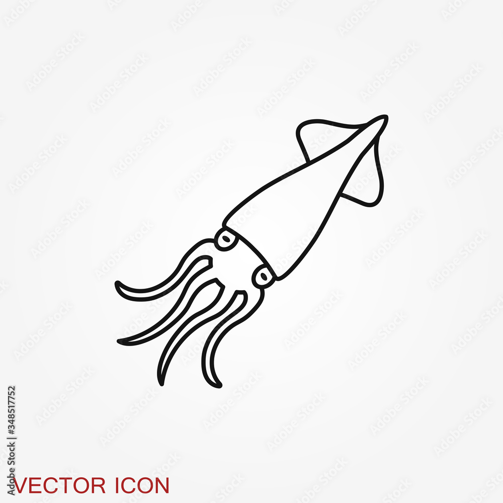 Obraz premium Squid icon. Abstract squid on background. Vector illustration