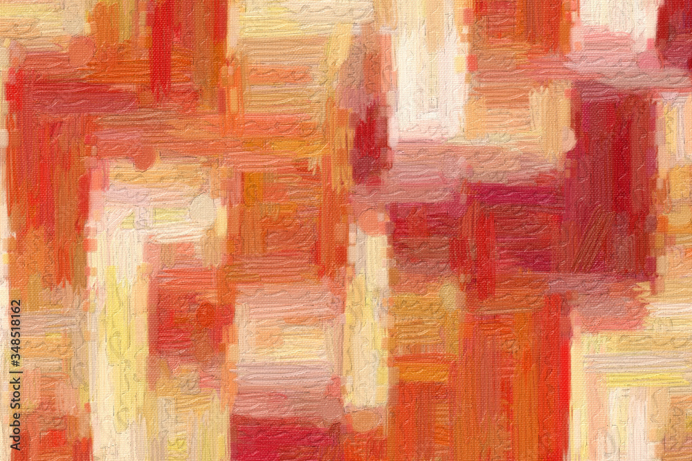 Red, brown and white lines Bristle Brush abstract paint background.