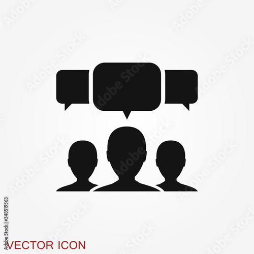 Talking vector icon. Dialogue,contact, conversational symbol isolated on background.