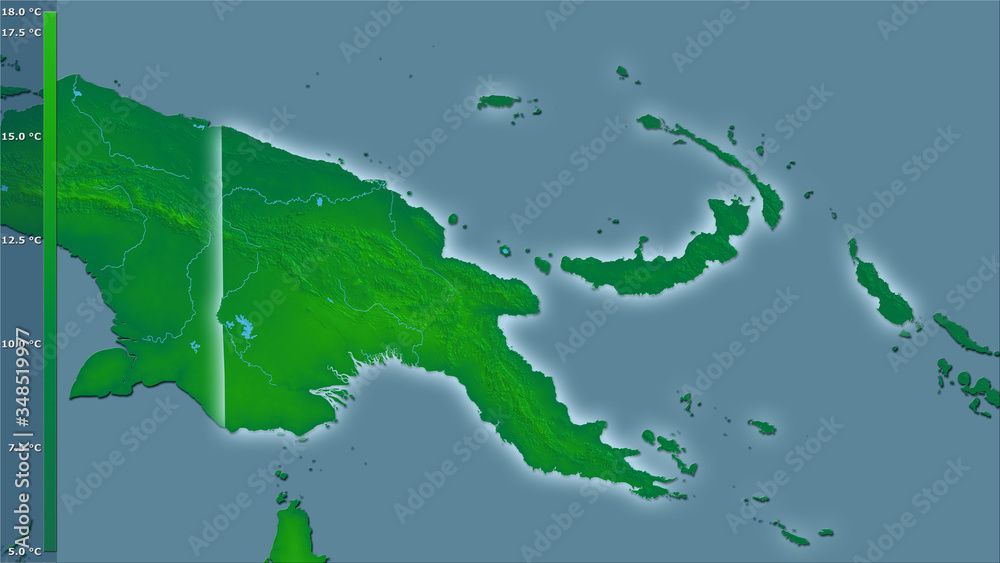 Papua New Guinea, annual range - light glow Papua New Guinea, annual range - light glow