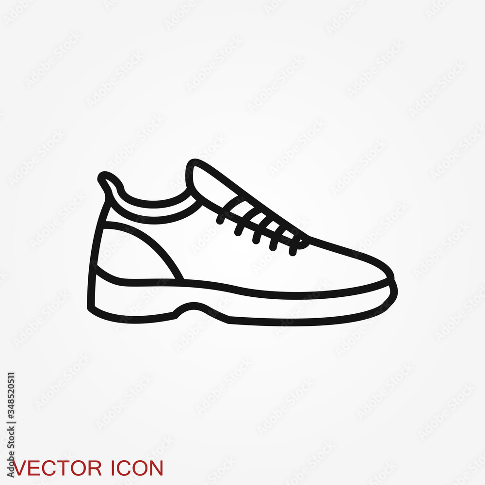 Trainers vector icon. Running shoe symbol isolated on background. Trainers vector icon. Running shoe symbol isolated on background.