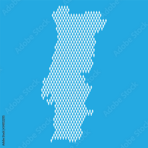 Portugal population. Statistic map made from stick figure people