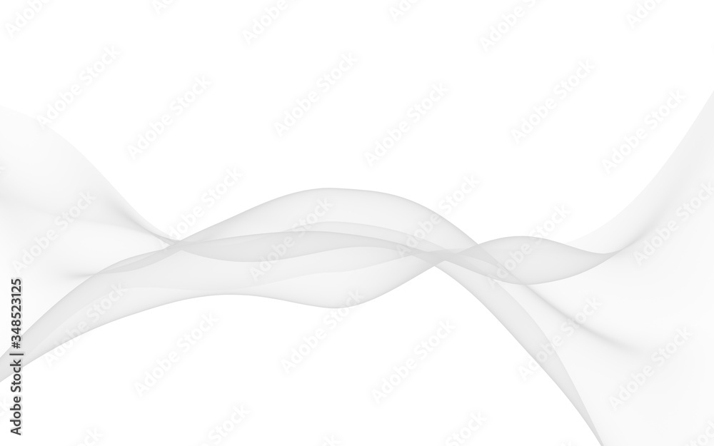 Obraz premium Białe tło. Powiewający biały szal. Macha na wiatr białej tkaninie. Ilustracja 3D