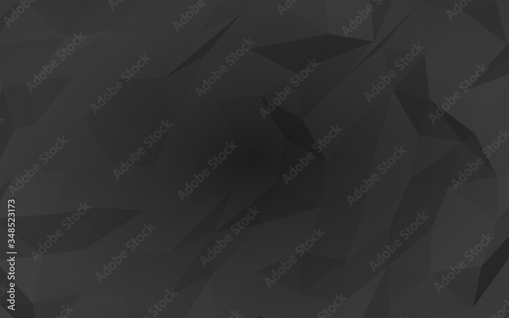 Fototapeta premium Black abstract background. Lowpoly backdrop. Gloomy crumpled paper. 3D illustration